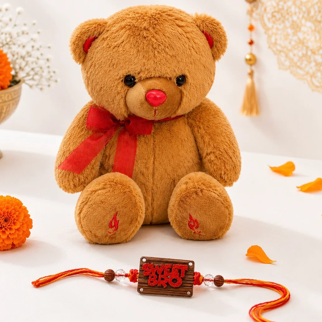 Teddy Bear with Sweet Bro Rakhi Gift